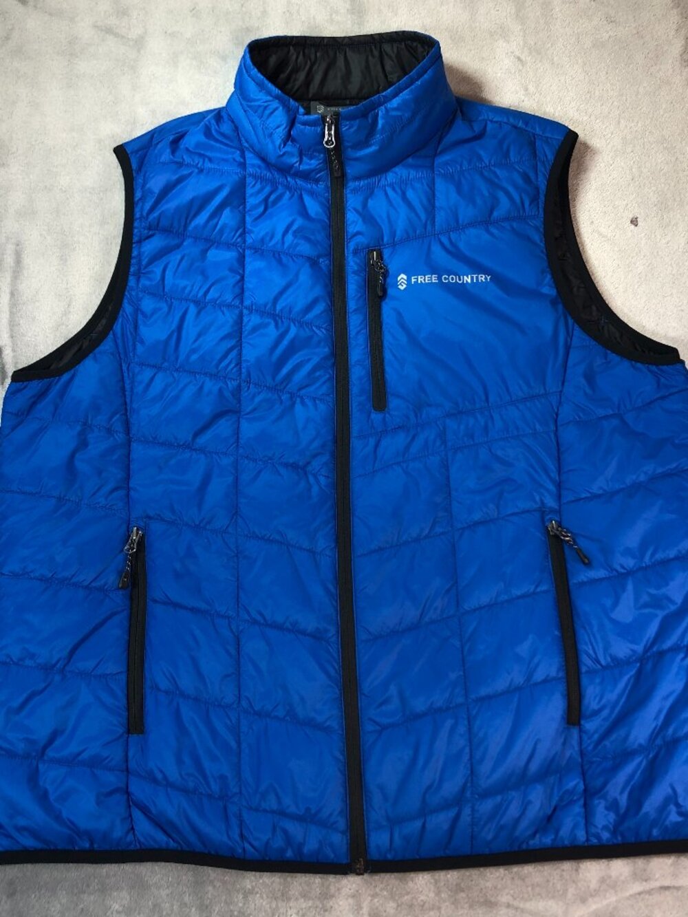 Free Country Puffer Vest Mens XXL Insulated Blue Quilted Light Nylon Cabin Core